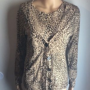 Judith Hart petites vintage 2pc animal print vest and cardigan with metal button